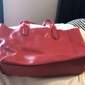 Coach tote bag. Plastic on attachment. Dark pink. Lightly used!